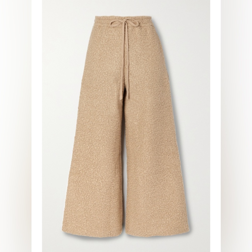 STAUD Women Rabbit Fleece Wide-Leg Track Pants High Rise Tan Size XS